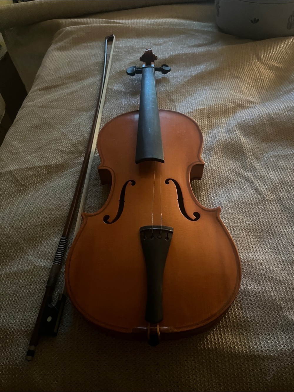 Classic Brown Wooden Violin with Bow - Home Accent Kelmer Handmade